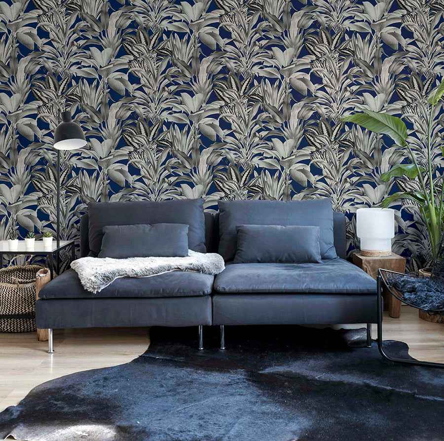 Alice Navy Greenhouse Wallpaper - York Wallcoverings - AH909501 - York Wallcoverings Wallpaper