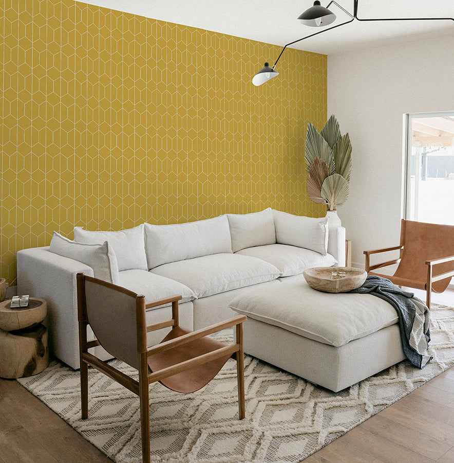 Orson Yellow Trellis Wallpaper - York Wallcoverings - AH909701 - York Wallcoverings Wallpaper