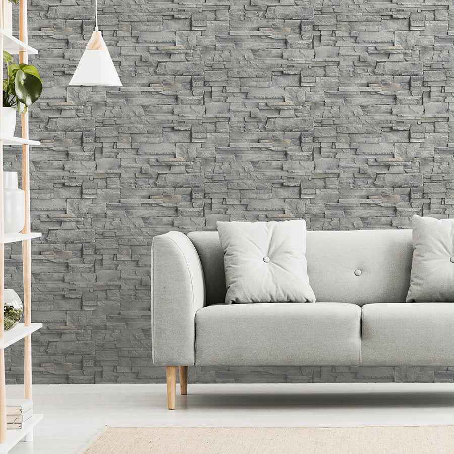 Cornell Grey Slate Wall Wallpaper - York Wallcoverings - AH909704 - York Wallcoverings Wallpaper