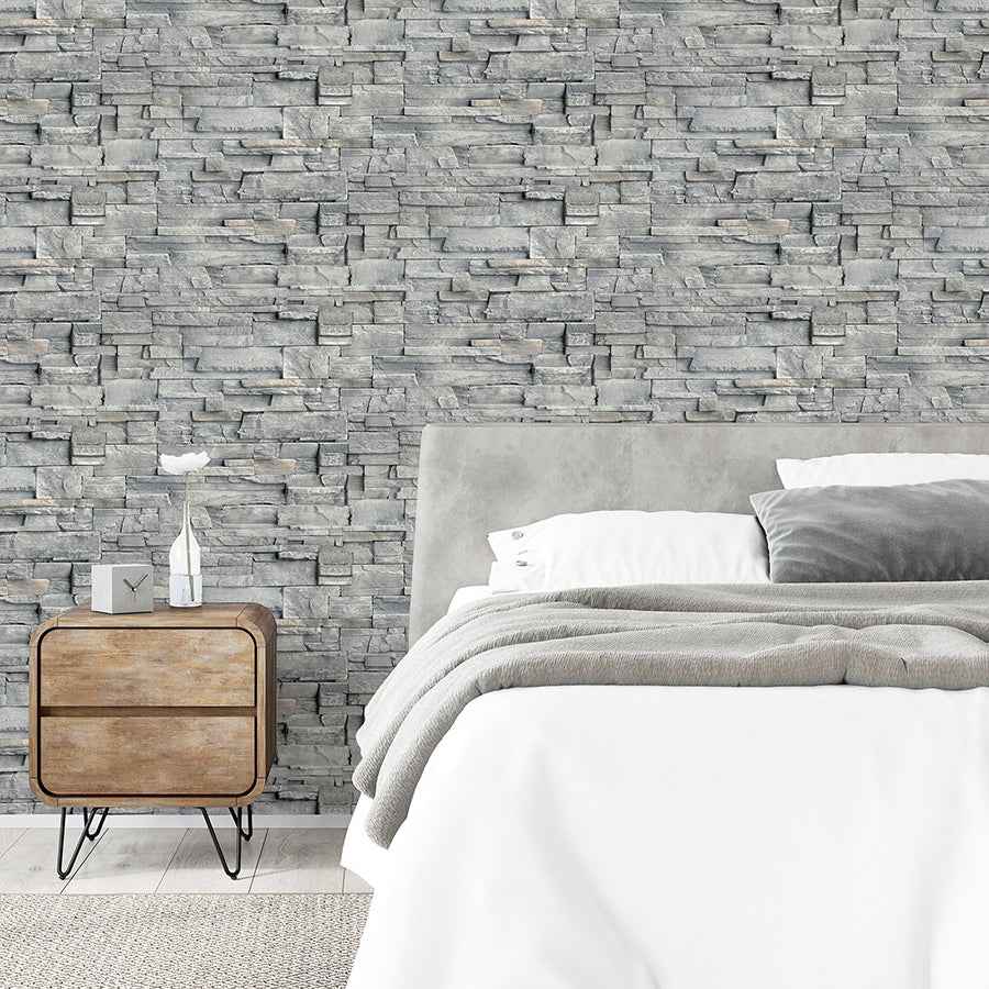 Cornell Grey Slate Wall Wallpaper - York Wallcoverings - AH909704 - York Wallcoverings Wallpaper