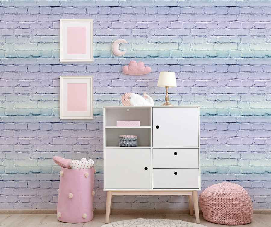 Winifred Lavender Ombre Brick Wallpaper - York Wallcoverings - AH909707 - York Wallcoverings Wallpaper