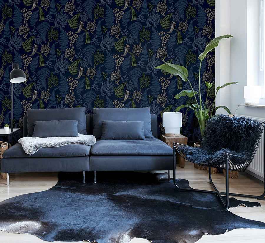 Jerome Blue Botanical Wallpaper - York Wallcoverings - AH909800 - York Wallcoverings Wallpaper