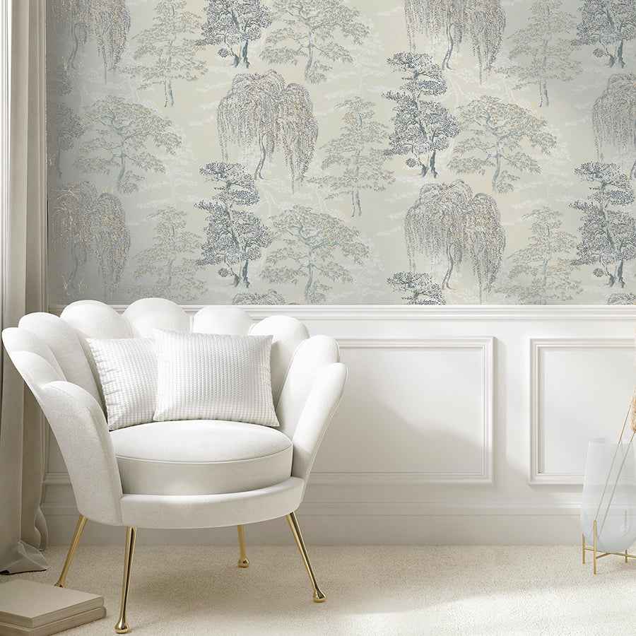 Midori Grey Trees Wallpaper - York Wallcoverings - AH909809 - York Wallcoverings Wallpaper