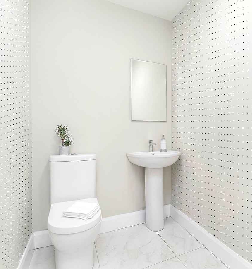 Terrence White Dotted Grid Wallpaper - York Wallcoverings - AH920000 - York Wallcoverings Wallpaper