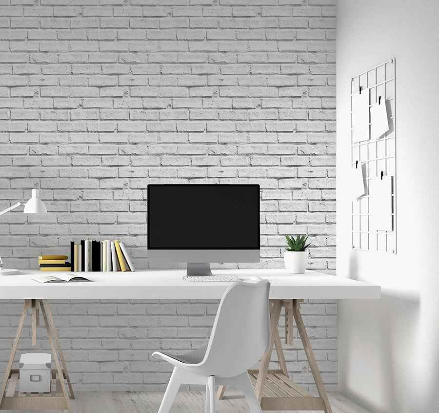 Abner White Brick Wallpaper - York Wallcoverings - AH920001 - York Wallcoverings Wallpaper