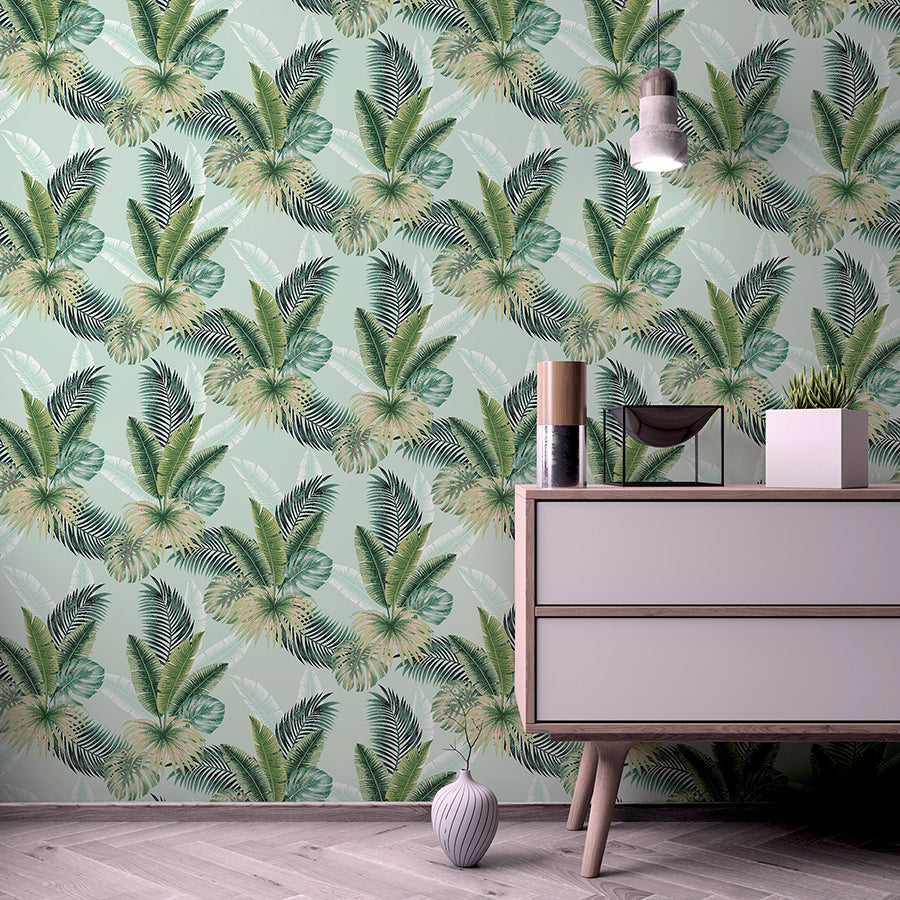 miami-mint-palms-wallpaper-york-wallcoverings-ah921406 - York Wallcoverings Wallpaper