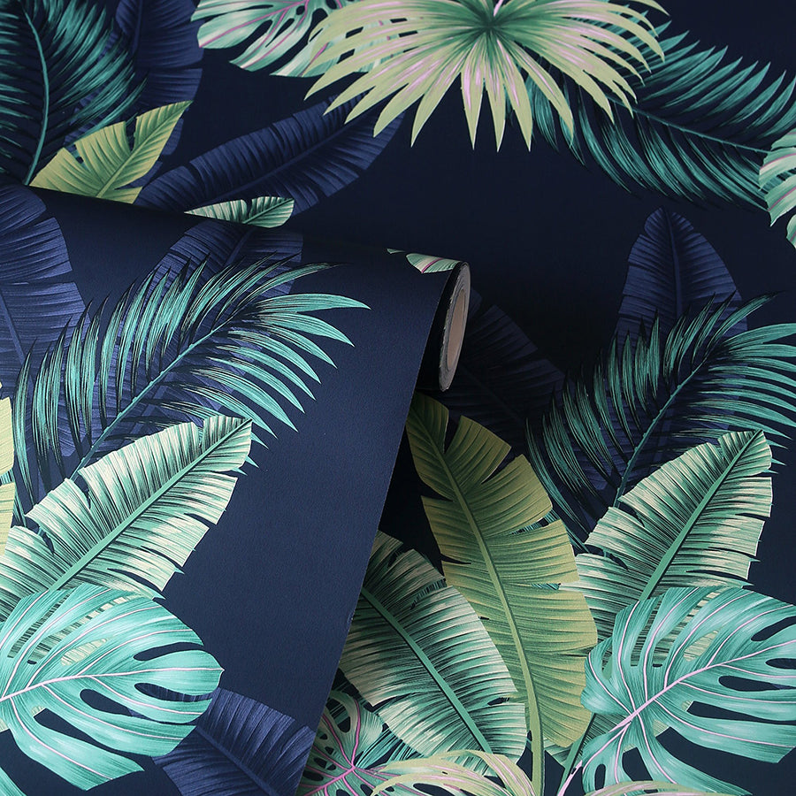 miami-navy-palms-wallpaper-york-wallcoverings-ah921407 - York Wallcoverings Wallpaper