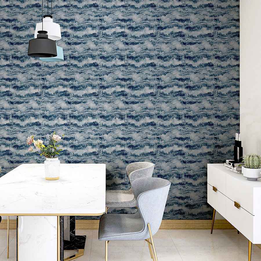 Irene Navy Painted Canvas Wallpaper - York Wallcoverings - AH921606 - York Wallcoverings Wallpaper