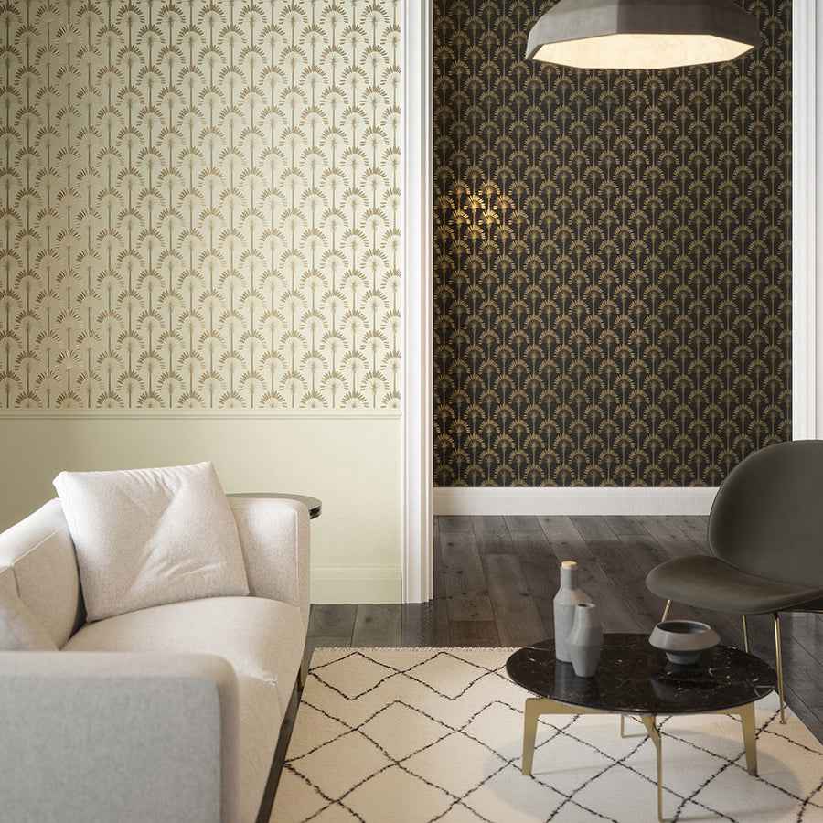 Sylvia Gold Palm Palace Wallpaper - York Wallcoverings - AH921701 - York Wallcoverings Wallpaper