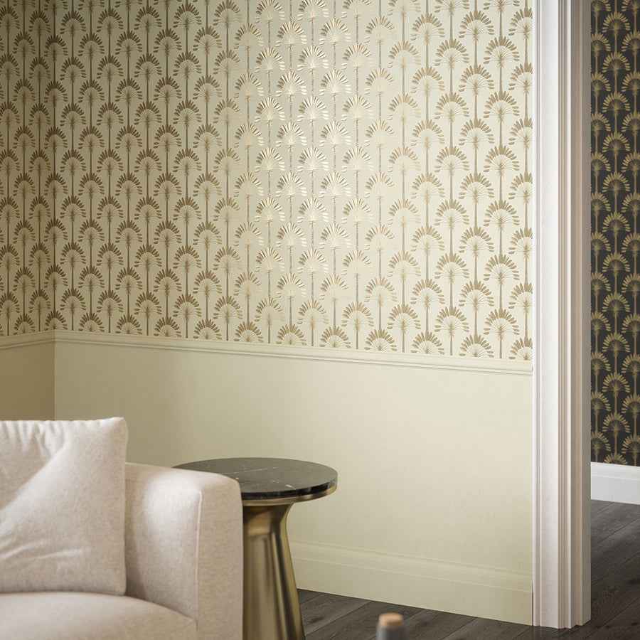 Sylvia Gold Palm Palace Wallpaper - York Wallcoverings - AH921701 - York Wallcoverings Wallpaper