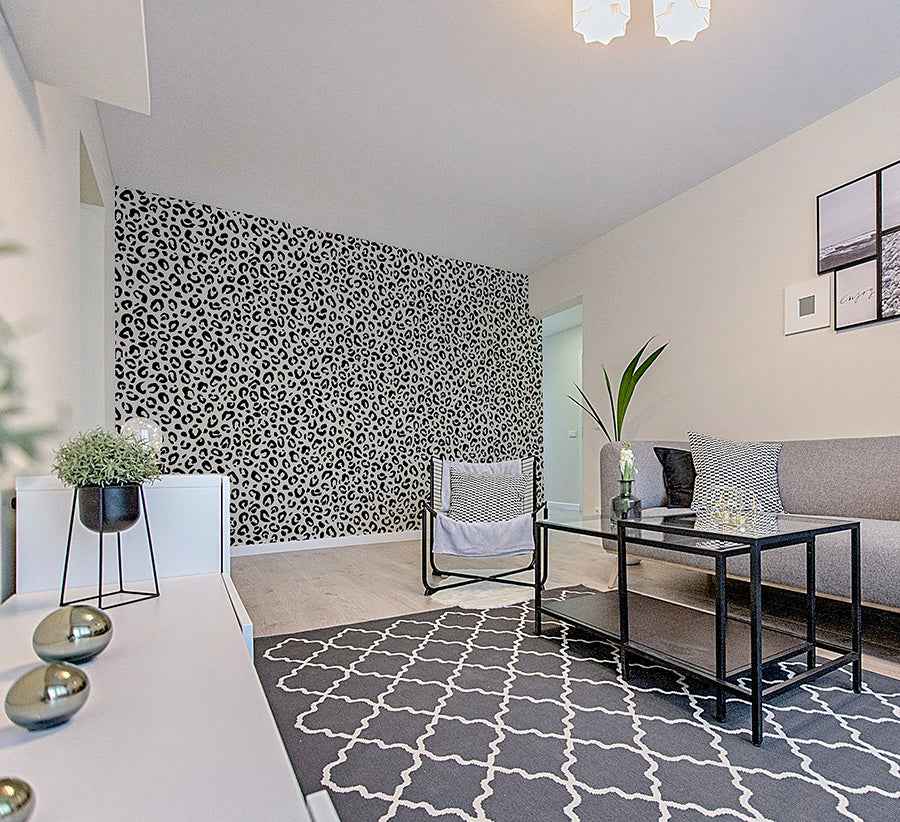 Dinah Black Leopard Print Wallpaper - York Wallcoverings - AH921801 - York Wallcoverings Wallpaper