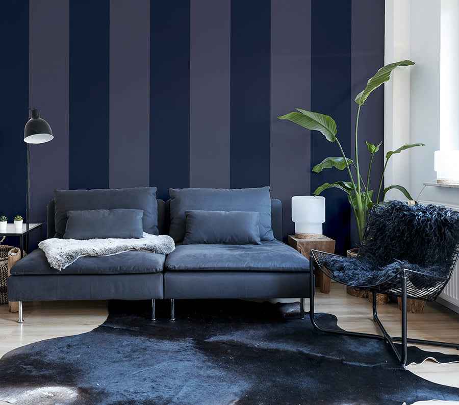 Roland Navy Stripe Wallpaper - York Wallcoverings - AH922800 - York Wallcoverings Wallpaper