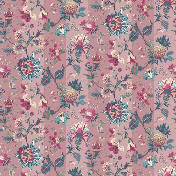 Cornelia Pink Floral Stripe Wallpaper - York Wallcoverings - AH922802