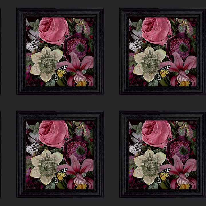 Lucinda Black Floral Panel Wallpaper - York Wallcoverings - AH922804 - York Wallcoverings Wallpaper