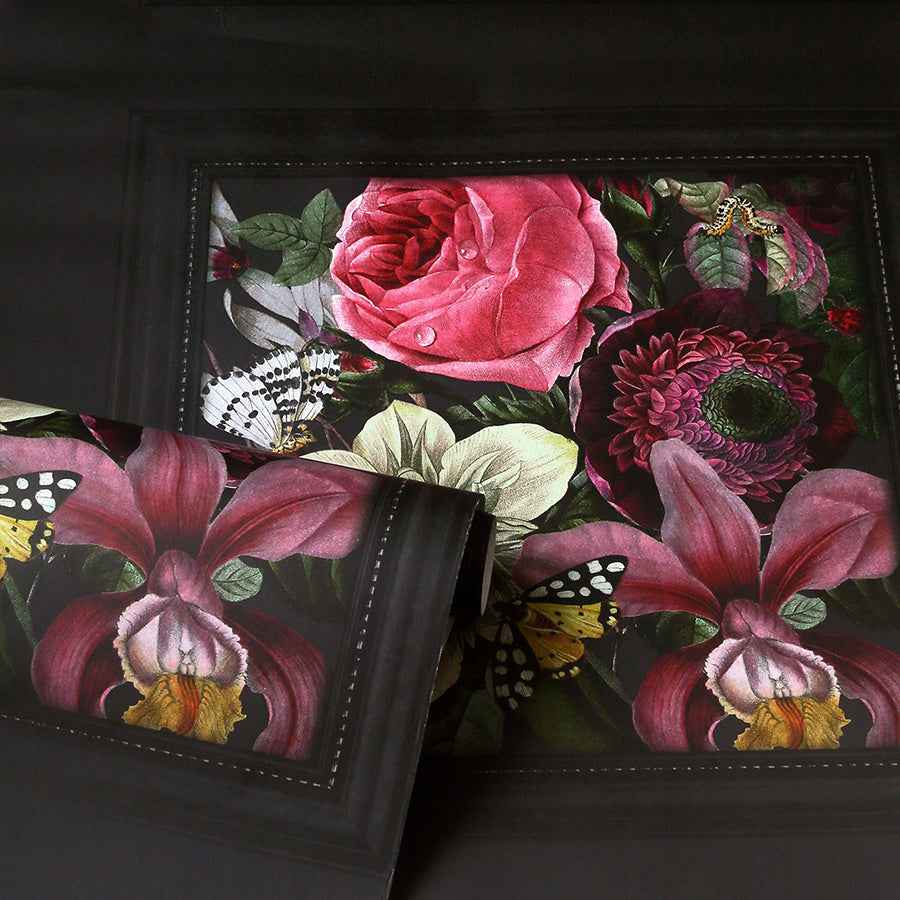 Lucinda Black Floral Panel Wallpaper - York Wallcoverings - AH922804 - York Wallcoverings Wallpaper