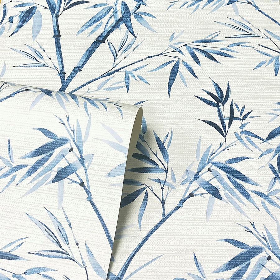 moriko-blue-bamboo-wallpaper-york-wallcoverings-ah924107 - York Wallcoverings Wallpaper