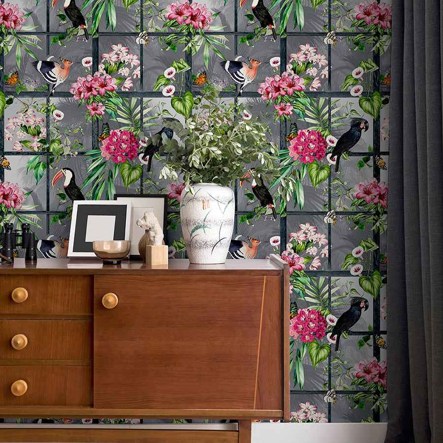 Dorothea Multicolor Tropical Birds Wallpaper - York Wallcoverings - AH924408 - York Wallcoverings Wallpaper
