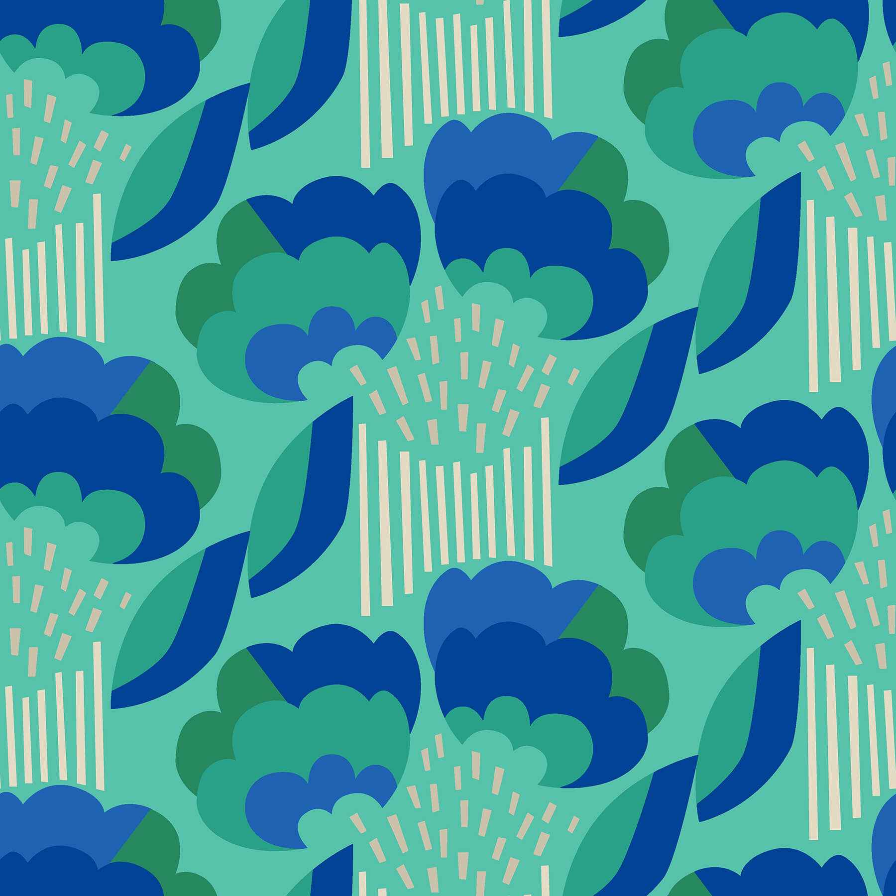 Retro Esme Aqua Peel & Stick Wallpaper - York Wallcoverings - MCS6399