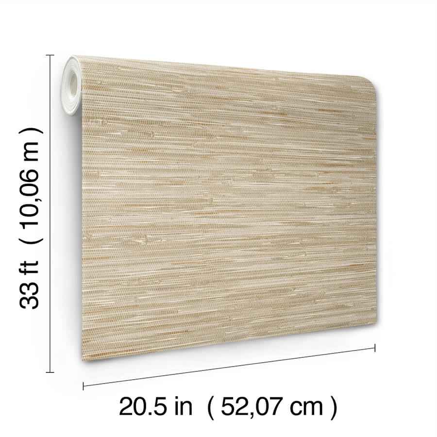 Exhale Light Brown Woven Faux Grasscloth Wallpaper - York Wallcoverings - 4147-27259