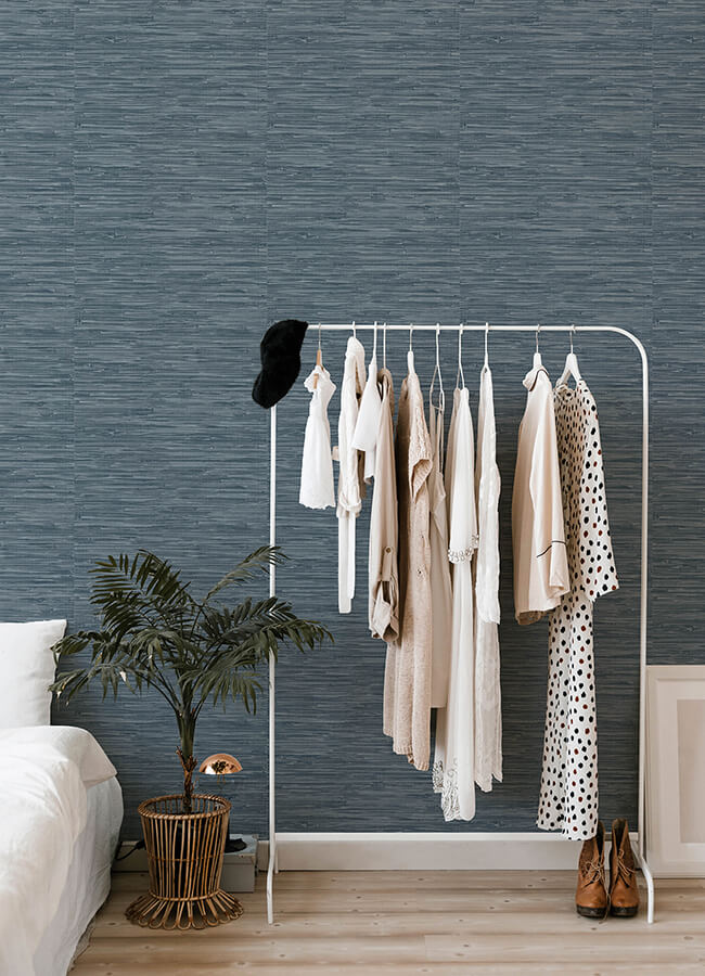exhale-indigo-woven-faux-grasscloth-wallpaper-york-wallcoverings-4147-27260 - York Wallcoverings Wallpaper