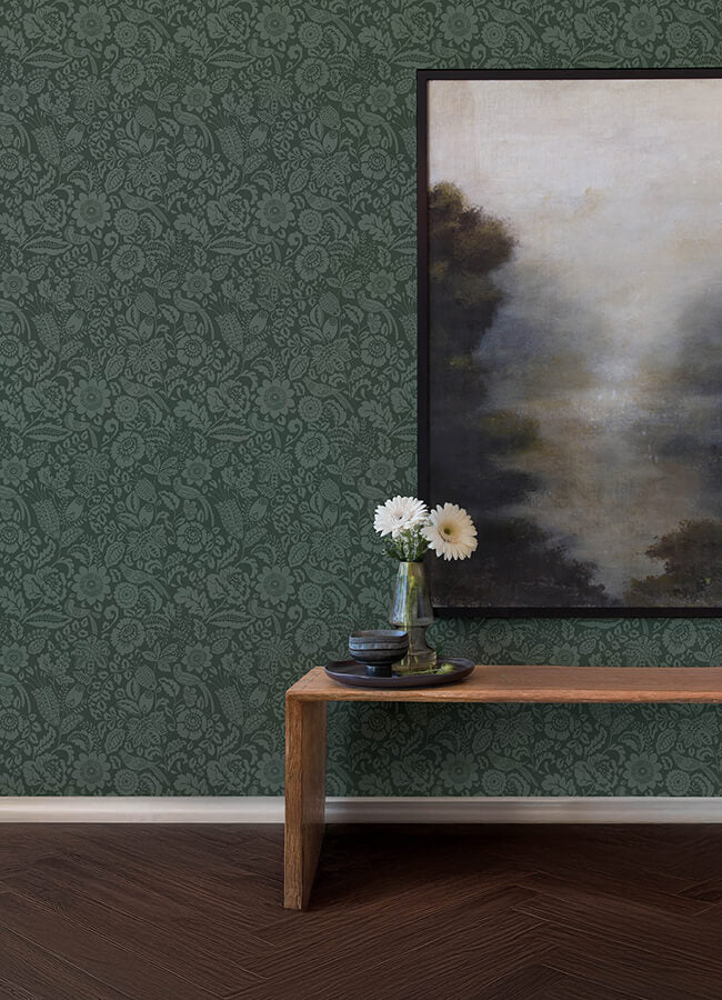 marta-green-floral-trail-wallpaper-york-wallcoverings-4147-27362 - York Wallcoverings Papel pintado