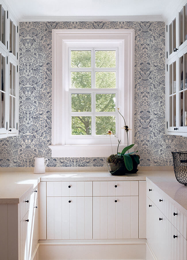 blanche-blue-floral-damask-wallpaper-york-wallcoverings-4147-27372 - York Wallcoverings Wallpaper