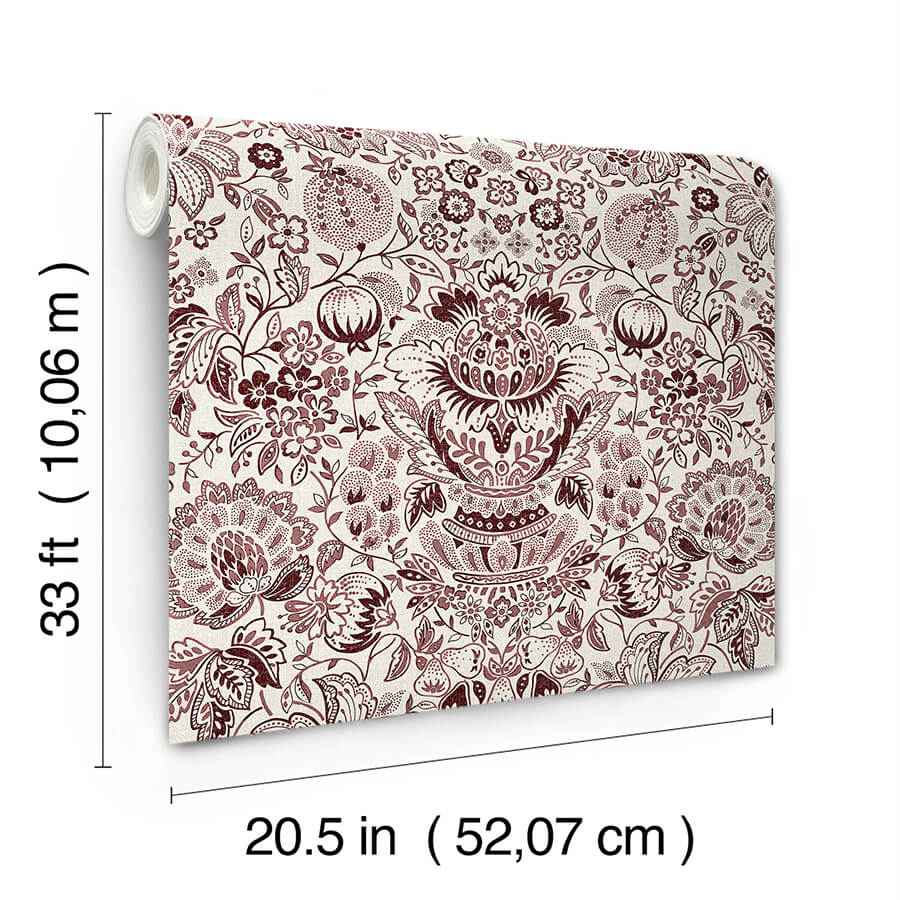 Blanche Plum Floral Damask Wallpaper - York Wallcoverings - 4147-27373 - York Wallcoverings Wallpaper