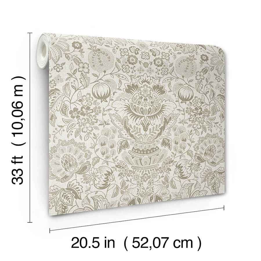 Blanche Neutral Floral Damask Wallpaper - York Wallcoverings - 4147-27374 - York Wallcoverings Wallpaper