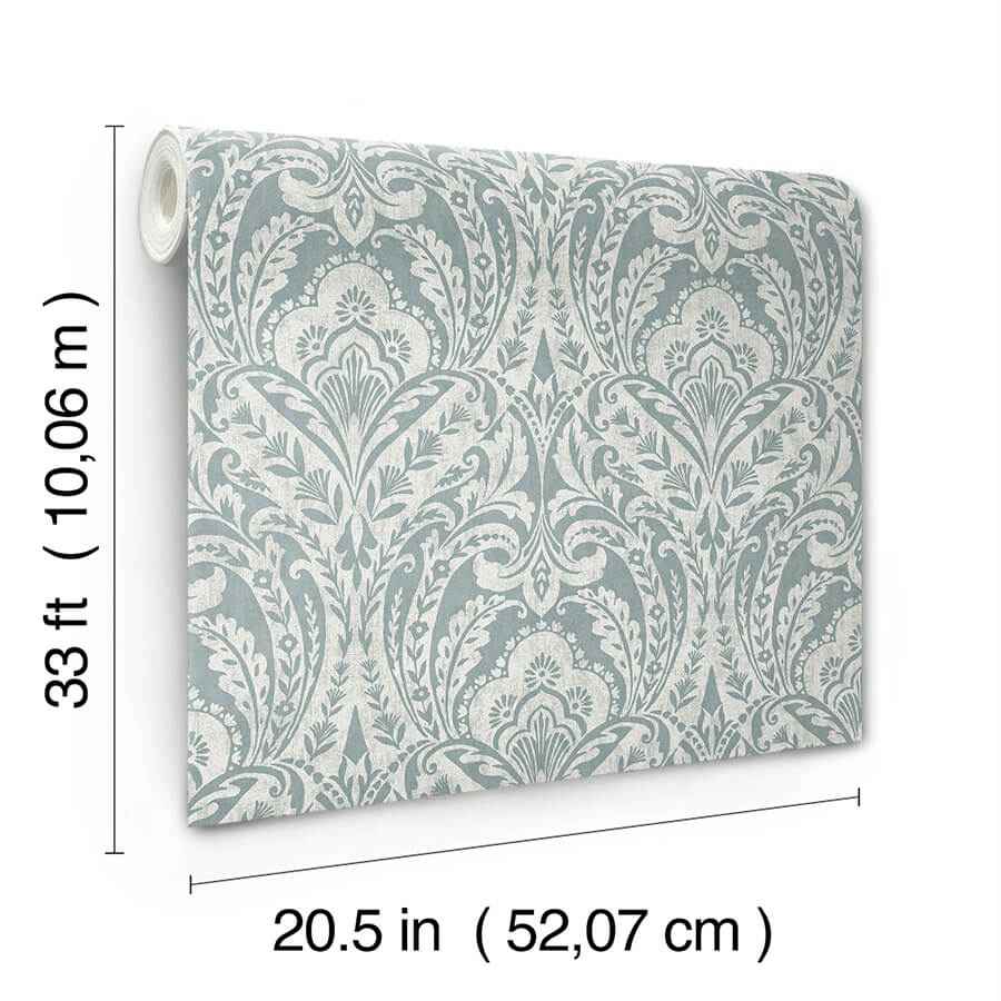 Berkshire Denim Damask Wallpaper - York Wallcoverings - 4147-27380 - York Wallcoverings Wallpaper