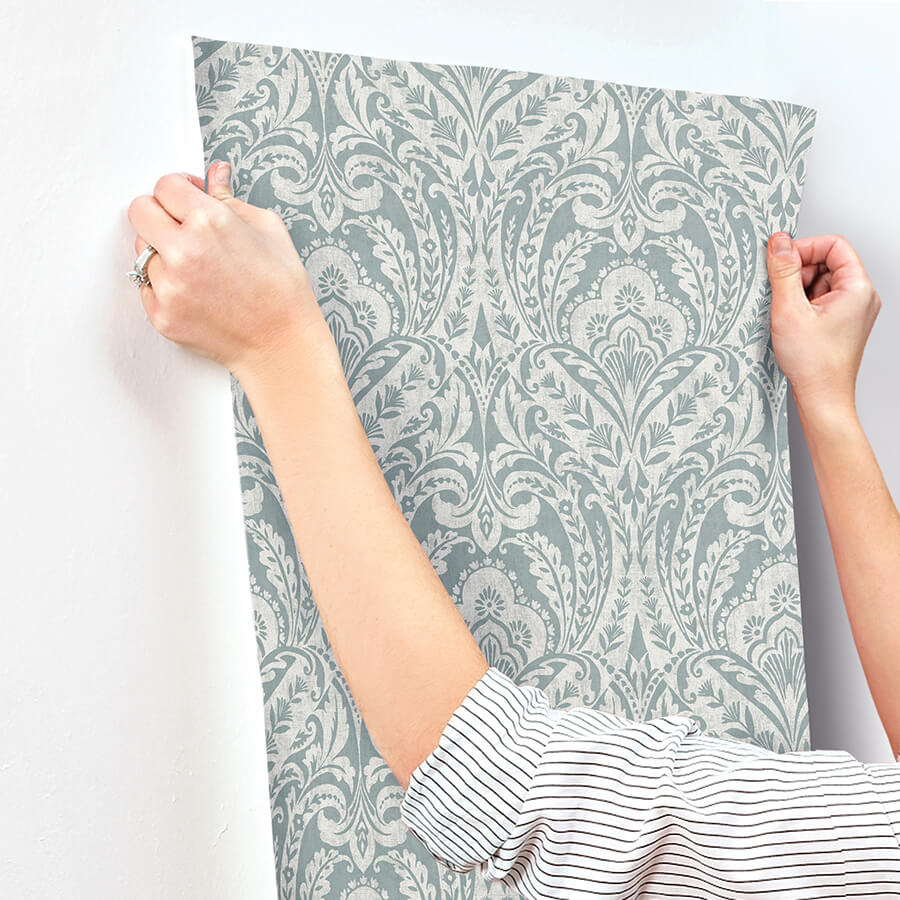 berkshire-denim-damask-wallpaper-york-wallcoverings-4147-27380 - York Wallcoverings Papel pintado