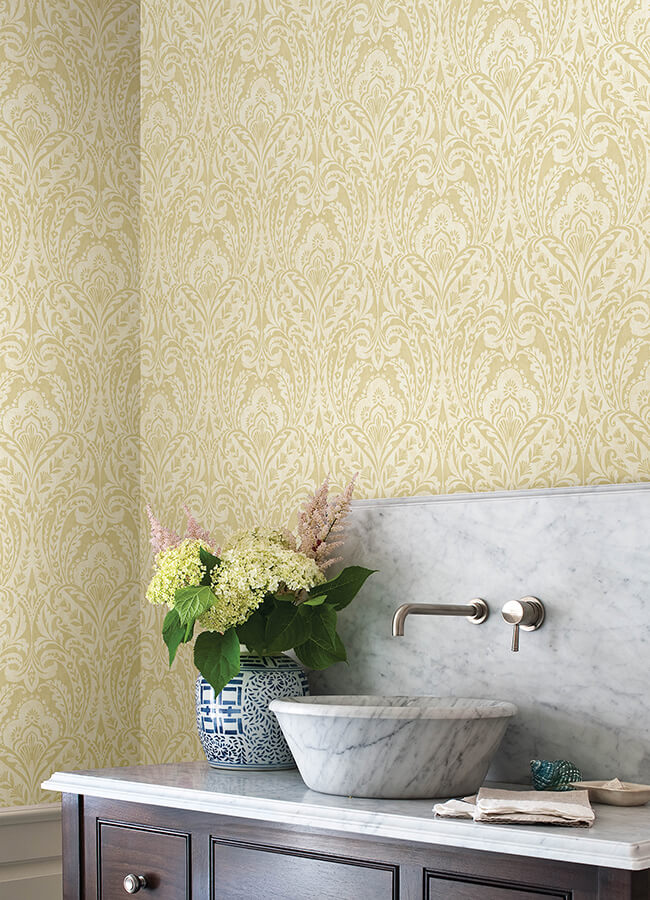 berkshire-butter-damask-wallpaper-york-wallcoverings-4147-27383 - York Wallcoverings Wallpaper