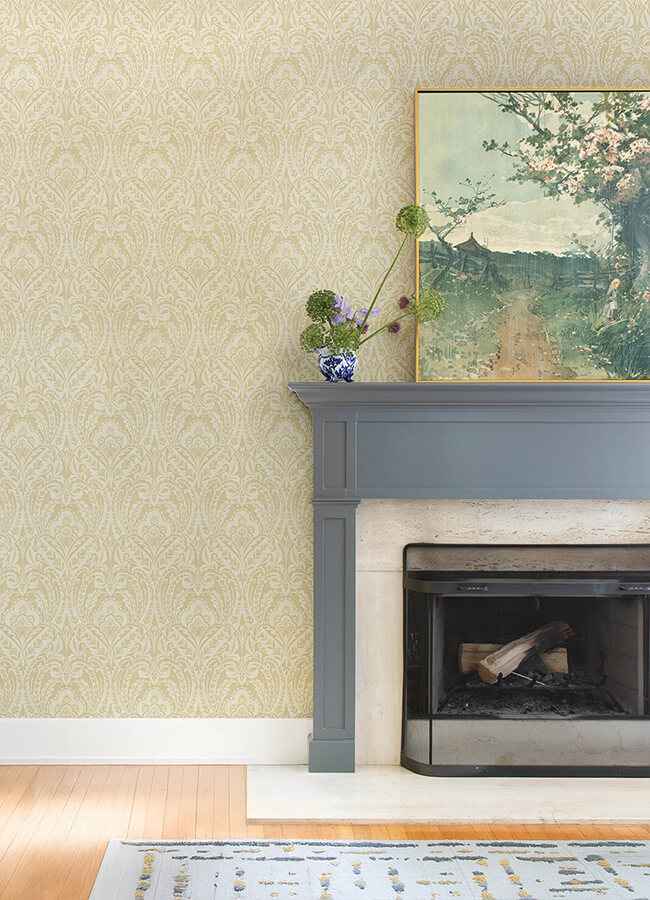 Berkshire Butter Damask Wallpaper - York Wallcoverings - 4147-27383 - York Wallcoverings Wallpaper