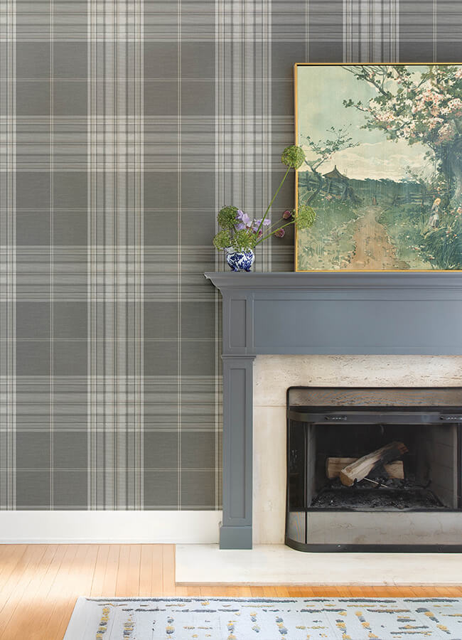 westley-grey-plaid-wallpaper-york-wallcoverings-4147-27384 - York Wallcoverings Wallpaper