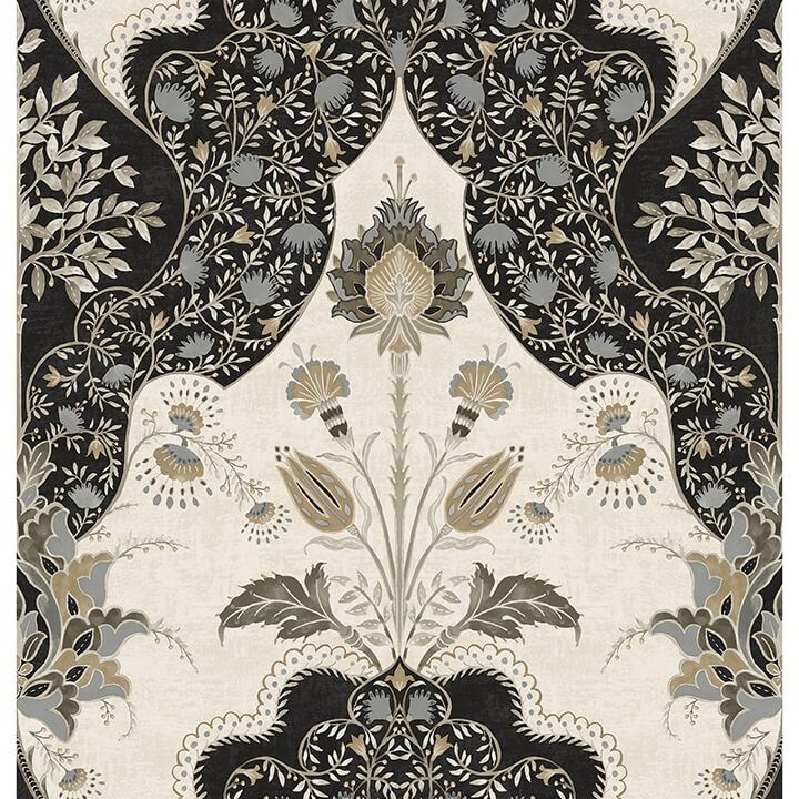 auden-black-floral-grandeur-wallpaper-york-wallcoverings-4147-27389 - York Wallcoverings Wallpaper