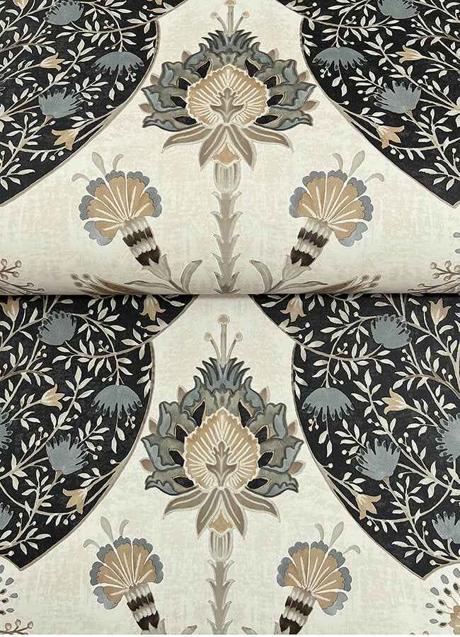 Auden Black Floral Grandeur Wallpaper - York Wallcoverings - 4147-27389 - York Wallcoverings Wallpaper