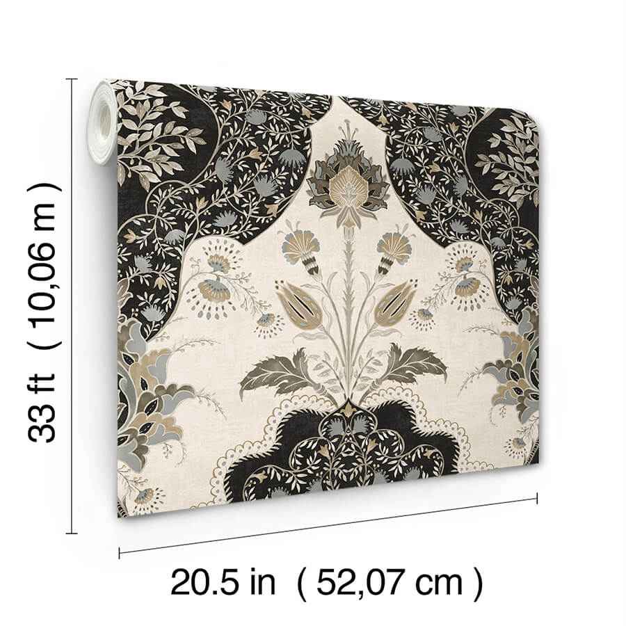 Auden Black Floral Grandeur Wallpaper - York Wallcoverings - 4147-27389