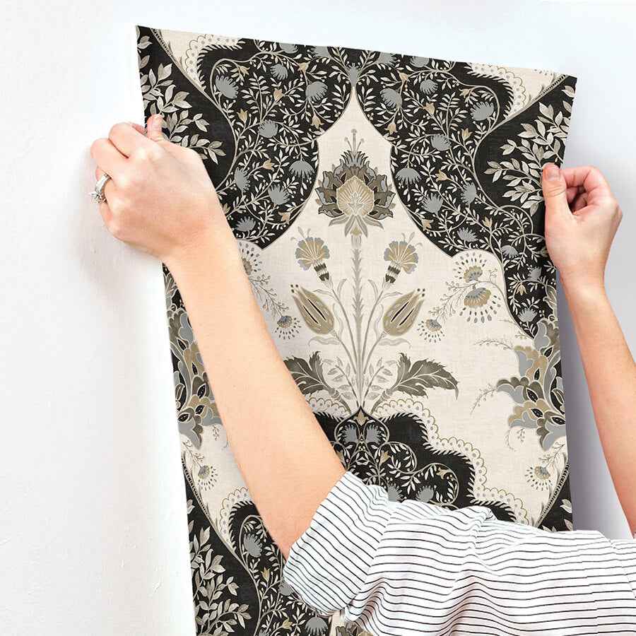 Auden Black Floral Grandeur Wallpaper - York Wallcoverings - 4147-27389 - York Wallcoverings Wallpaper