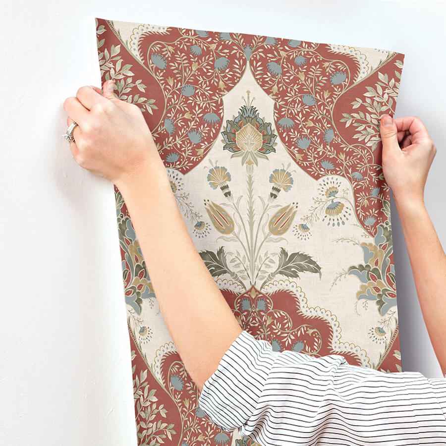 Auden Ruby Floral Grandeur Wallpaper - York Wallcoverings - 4147-27390 - York Wallcoverings Wallpaper
