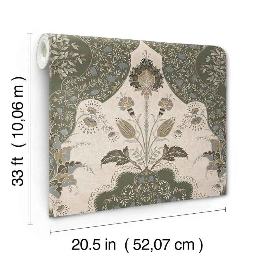 Auden Green Floral Grandeur Wallpaper - York Wallcoverings - 4147-27391 - York Wallcoverings Wallpaper