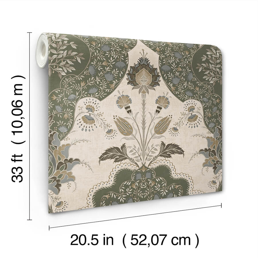 auden-green-floral-grandeur-wallpaper-york-wallcoverings-4147-27391 - York Wallcoverings Wallpaper