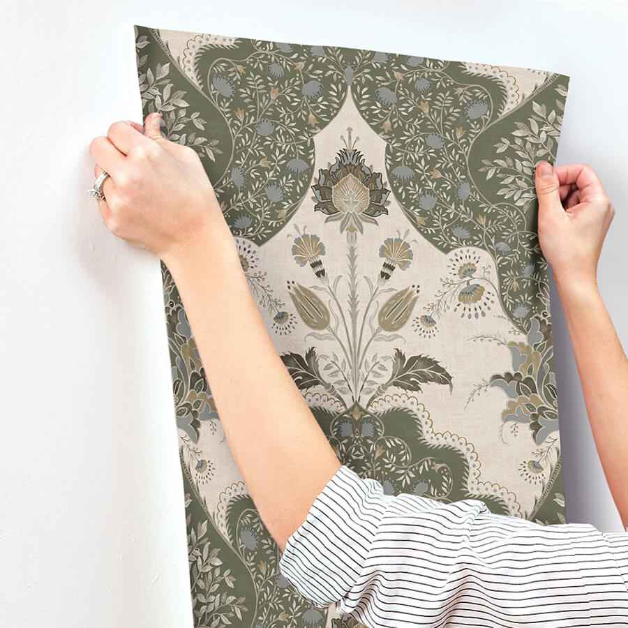 Auden Green Floral Grandeur Wallpaper - York Wallcoverings - 4147-27391 - York Wallcoverings Wallpaper