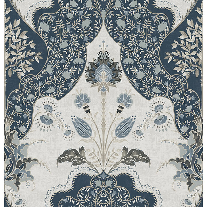 auden-dark-blue-floral-grandeur-wallpaper-york-wallcoverings-4147-27392 - York Wallcoverings Wallpaper