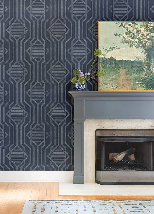 essex-navy-geometric-wallpaper-york-wallcoverings-4147-27402 - York Wallcoverings Wallpaper