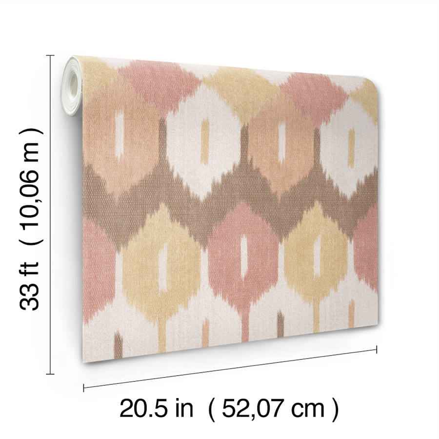 Abilene Apricot Ikat Wallpaper - York Wallcoverings - 4147-27408