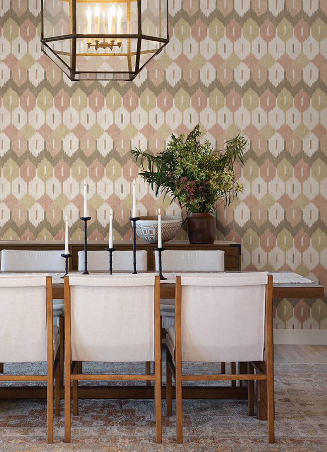 abilene-apricot-ikat-wallpaper-york-wallcoverings-4147-27408 - York Wallcoverings Wallpaper