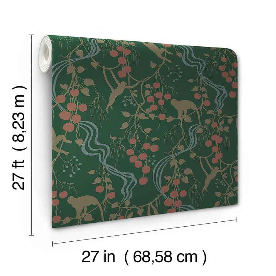 Linden Dark Green Jungle Canopy Wallpaper - York Wallcoverings - 4147-80008