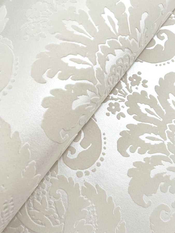 shadow-cream-flocked-damask-wallpaper-york-wallcoverings-4147-87390 - York Wallcoverings Wallpaper