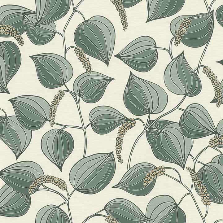 Alaia Green Leafy Vine Wallpaper - York Wallcoverings - RH580518