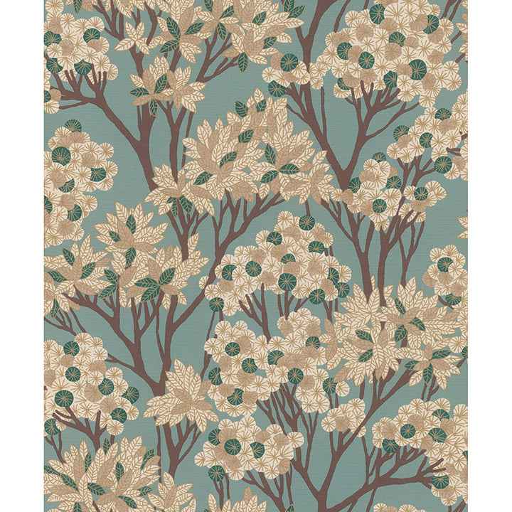 Stickley Sky Blue Tree Wallpaper - York Wallcoverings - RH580013
