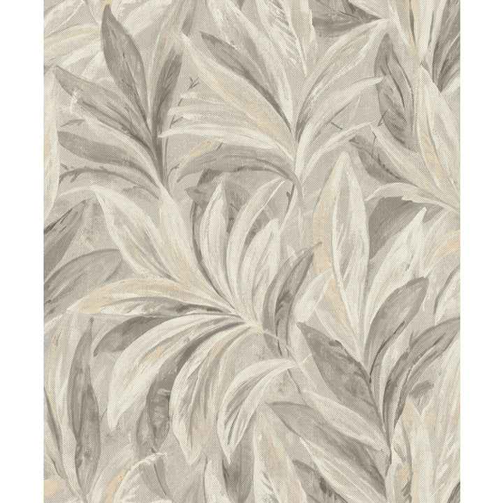 Rennie Grey Leaves Wallpaper - York Wallcoverings - RH547481
